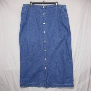 Vintage BGC 100%‎ Cotton Denim Midi Skirt Blue Women Size \18